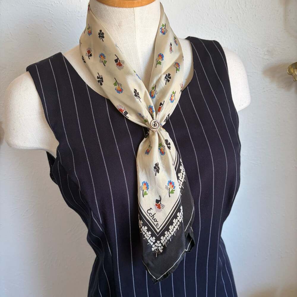 Echo 100% Pure Silk Vintage Floral Print Scarf